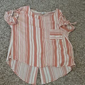 She and Sky M orange and white striped blouse